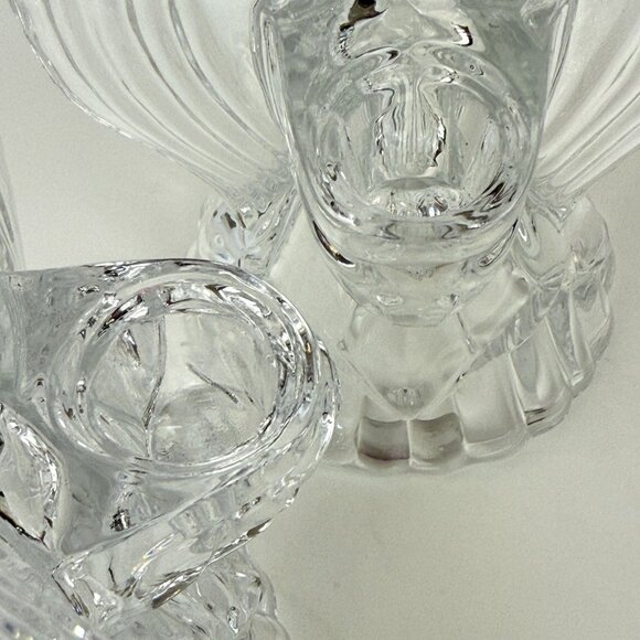 Vintage Leaded Crystal Angel Candleholders Glass Figurine Set Of 2 Holiday Decor - Picture 7 of 16